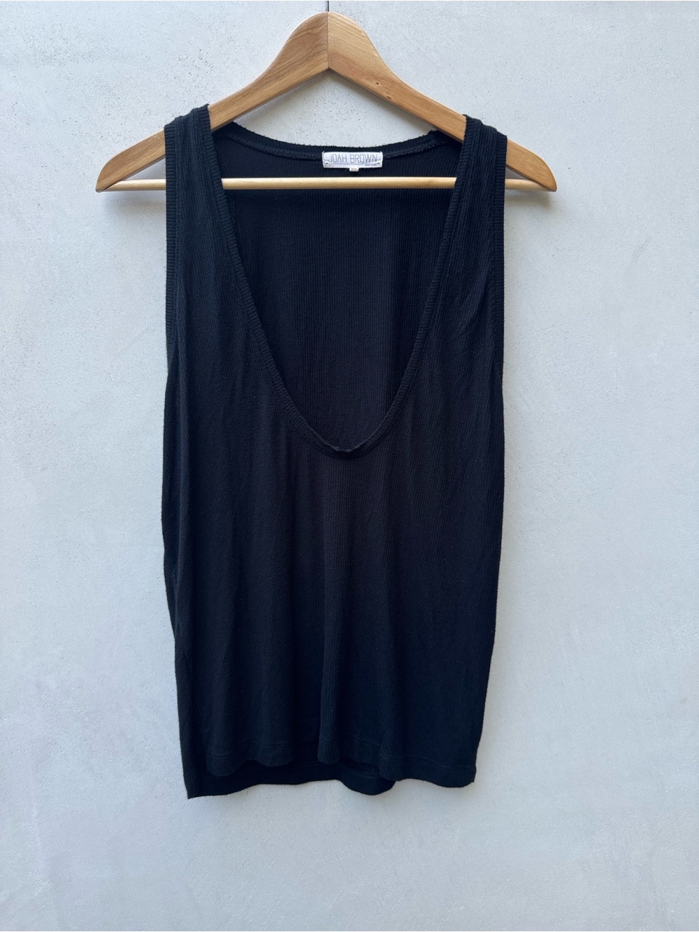 Joah Brown Black Ribbed Plunge Tank One Size Made in USA